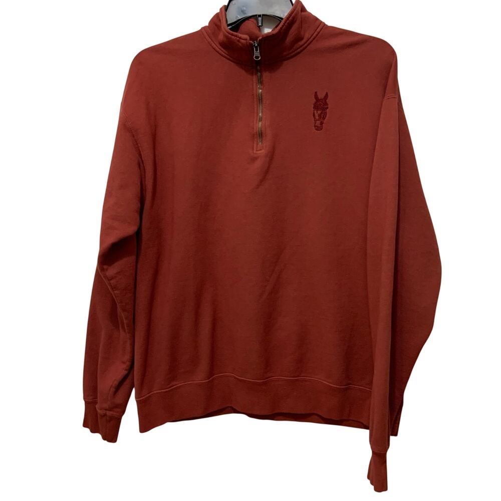 Comfort Wash World Equestrian Men's Qtr Zip Sweatshirt Pullover Rust color Lg